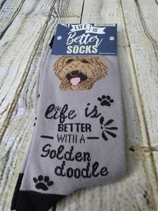 E&S Pets Accessories - Life Is Better With A Golden Doodle Socks E&S Pets Cotton Polyester